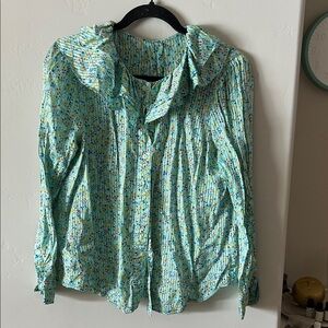 J. Crew Floral Green Blouse